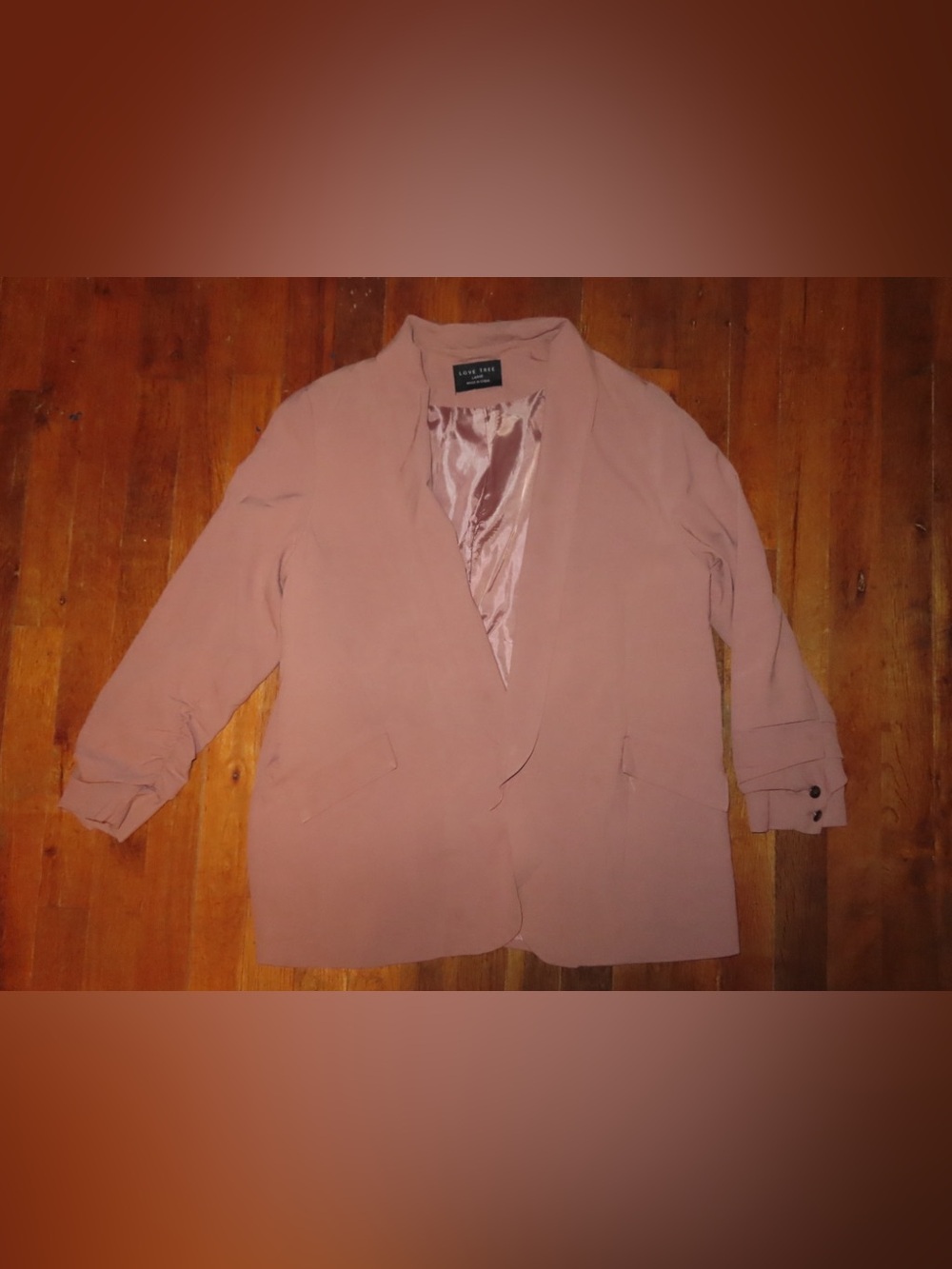 Love Tree Blush Open-Front Blazer Jacket